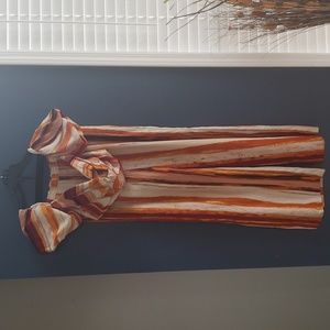 Crop top and high waist straight legs stripey pants